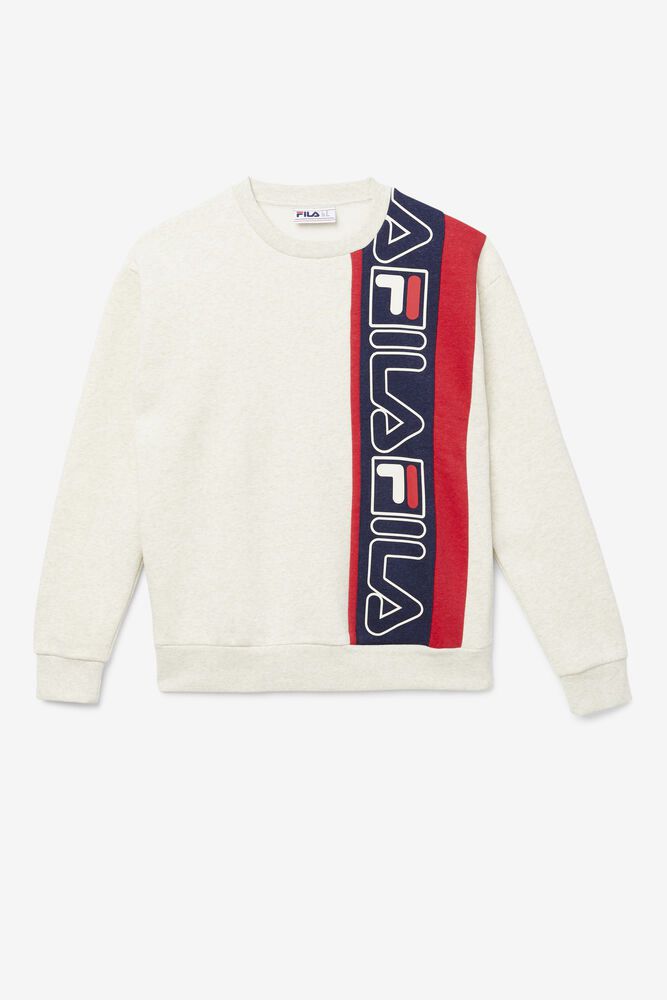 Fila Powel Crew White Sweatshirt Mens - NZ 40572-YQOV